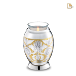 Waxinelichtje Zilver Bloemen