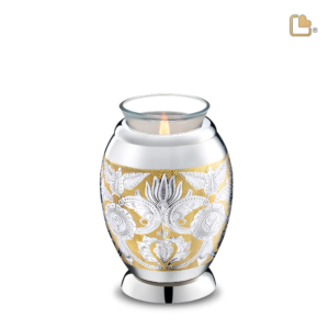 Waxinelichtje Zilver Bloemen